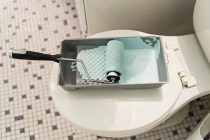Paint Tray and Roller in Bathroom